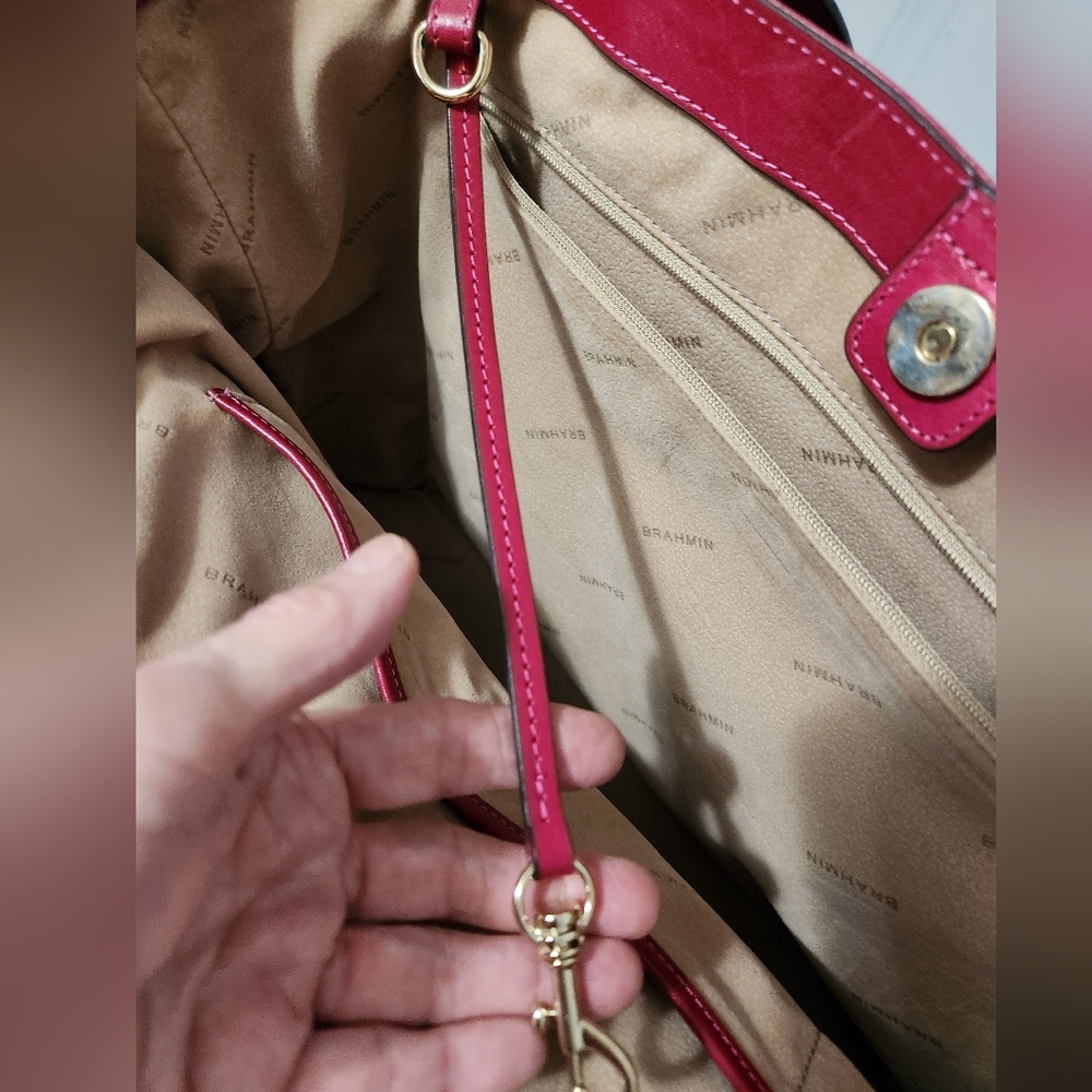 *Brahmin Spacious Raspberry Leather Bag - Picture 10 of 14